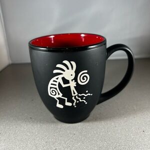Black Mug with Red Interior and Kokopelli Design